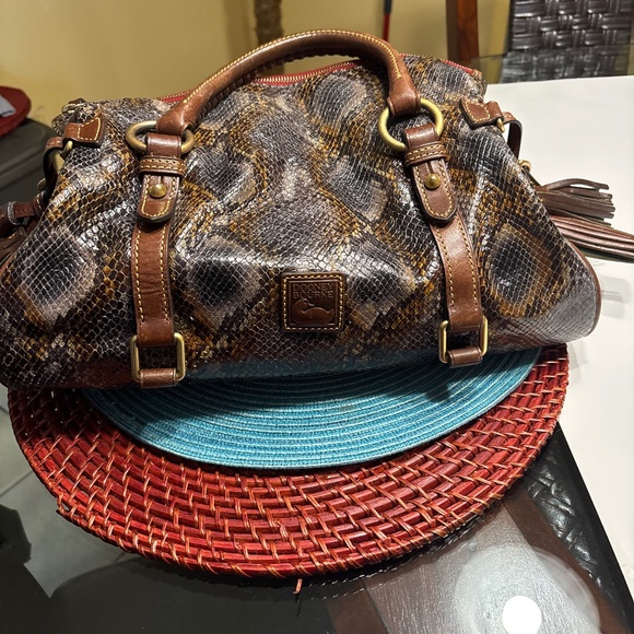 Dooney & Bourke Brown Snake Print Handbag